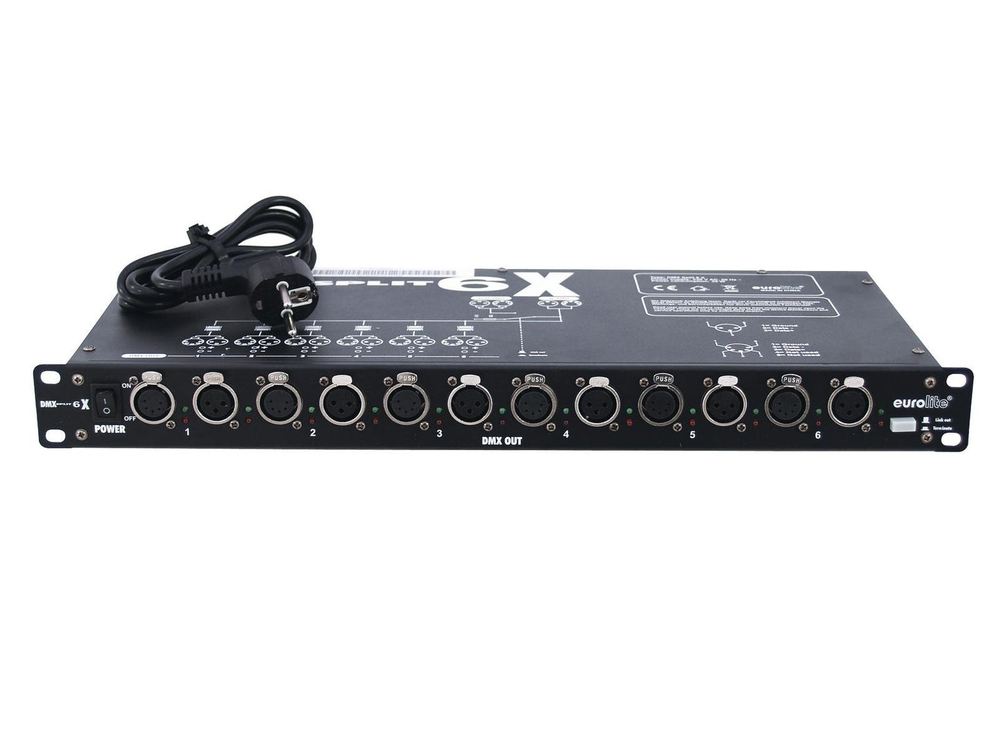 Sterownik splitter sygnału Eurolite Split 6X DMX izolowany RACK 1U